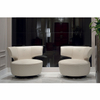 Hot Italian Luxury Design Leather Cover Single Leisure Chair Swivel Chairs Stainless Steel Frame Living Room Sofa Chair