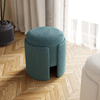 Nordic Modern Velvet Fabric Small Round Ottoman Accent Low Storage Living Room and Bedroom Foot Stool