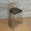 Light Luxury Solid Stainless Steel Leather Hotel Front Desk Chair Bar Chair