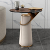 Modern Luxury Creative Glass Coffee Table Living Room Hotel Apartment Stainless Steel Leather Art Negotiation Side Table