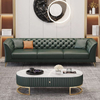 Italian Luxury Sectional Sofa Set Leather Pull Button Sitting Room Furniture Modern Hotel Villa Living Room 3-seat Sofa