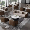 Custom Italian Home Couch Leather Sofa Modern Design Luxury Hotel Three Seater Sofa in a Row Living Room Furniture