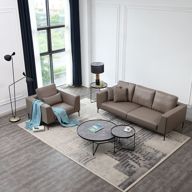 Modern High-quality Living Room Sofa Leather Business Office Reception Sofa Single and Triple Sofa
