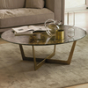 Marble Top Round Coffee Table Gold Stainless Steel Center Tables for Hotel Living Room