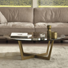 Marble Top Round Coffee Table Gold Stainless Steel Center Tables for Hotel Living Room