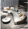 Modern Italy Style Luxury Medium Semi-round Sofa Living Room Genuine Leather Sofa With Stainless Steel Leg