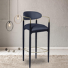 Modern Luxury Leather High Chair Hotel Dining Kitchen Aluminium Gold Plated Armrest bar Chair