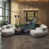 Italian Minimalist Office Reception Sofa Set New Curved Velvet Fabric Sofa Creamy Small Living Room Furniture