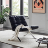 Modern Creative Design Armchairs Stainless Steel Genuine Leather Villa Living Room Furniture Leisure Lounge Accent Chair