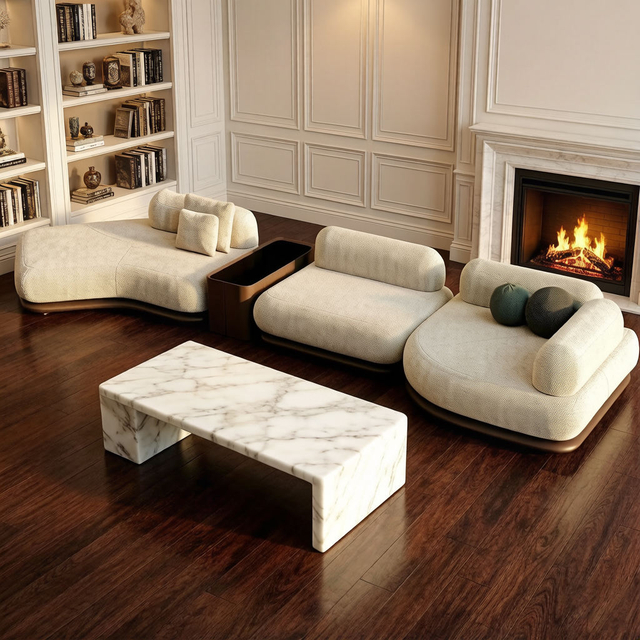High-End Fabric Sofa Grey Couches Sectional Sofa Modern Luxury Living Room Sofa Set Furniture