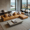 Italian Style Sectional Sofa Furniture Leather Corner Sofa Couch Luxury Villa Living Room L Shaped Sofa Set