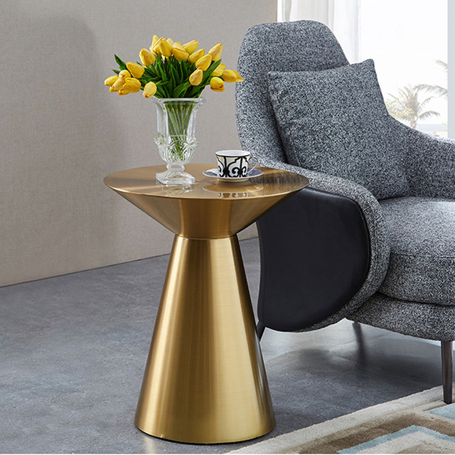 Modern Luxury Stainless Steel High Fashion Living Room Round Coffee Table Furniture in Gold or Silver