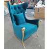 High End Luxury Leisure Living Room Wingback Sofa Chair Italian Design Gold Metal Arm Chair