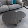 Luxury Round Coffee Table Sets Modern Living Room Stainless Steel Furniture Marble Rock Slab Coffee Table