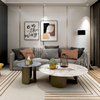 Luxury Design Coffee Table Set Modern Living Room Furniture Circular Marble Stainless Steel Side Tea Table