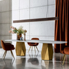 Modern Luxury Furniture Black Marble Top Gold Stainless Steel Metal Design Restaurant Living Room Bedroom Dining Table Set