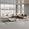 Italian Minimalist Sofa Set Villa Home Living Room Furniture Leather Modular Couch Corner L-shaped Sofa