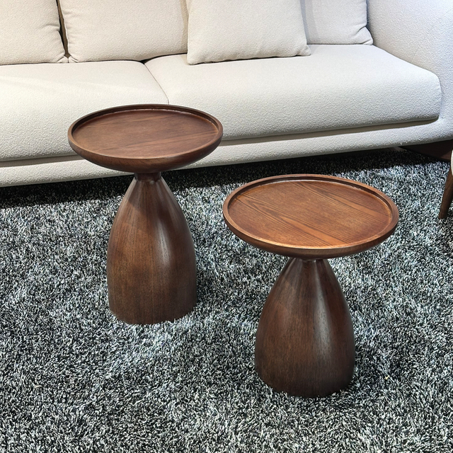 Hotel & Home Use Solid Wood Coffee Table with Mushroom Shape Side Table for Living Room Furniture