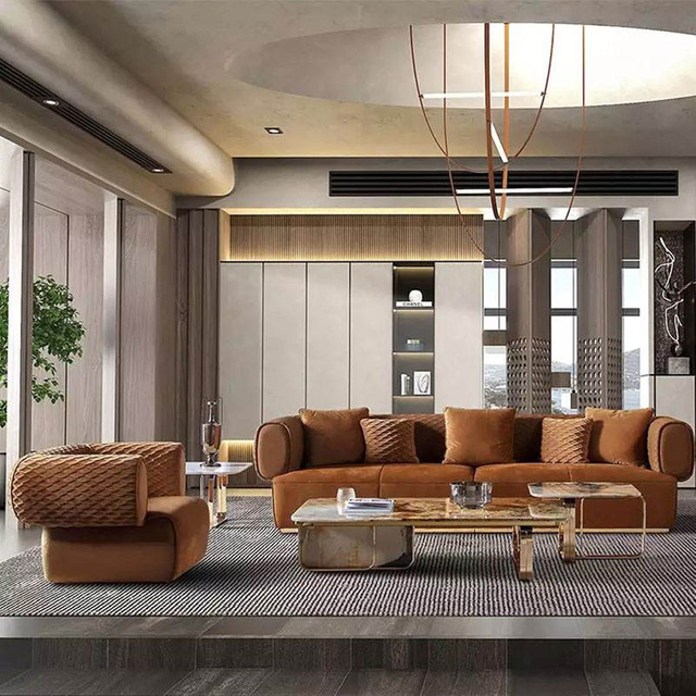 New Italian Luxury Design Villa Living Room 3 Seater Arm Sofa Hotel I Shape Modern Velvet Fabric Floor Leisure Sofa