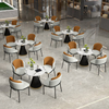 Italian Modern Dining Room Furniture Dining Table and Chairs Metal Leg Double-deck Backrest Velvet Fabric Cafe Restaurant Chair