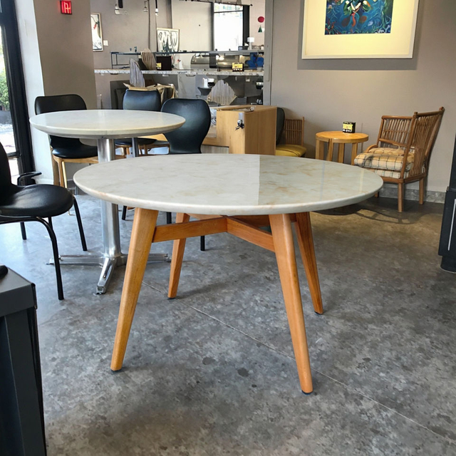 Modern Home Kitchen Restaurant Furniture Simple Marble Top Round Solid Wood ASH Dining Table