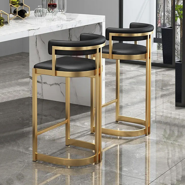 Light Luxury Bar Chair Modern Fashion Golden Stainless Steel High Bar Stool Creative Designer Restaurant Personality Chair
