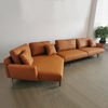 Italian Style Sofa Set Living Room Hotel Lobby Combination Sofa Stainless Steel Leg Orange Leather Sofa Can Be Customized
