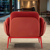 Modern Luxury Sofa Chair Red Metal Leg Velvet Fabric Office Sofa Suite Apartment Beauty Salon Hotel Lobby Bedroom Single Person