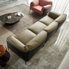 Italian Minimalist Three Person Cowhide Sofa Luxury Villa Home Living Room Leather Sofa Hotel Lobby Pick up Single Leather Sofa