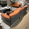Italian Minimalist Three Person Cowhide Sofa Luxury Villa Home Living Room Leather Sofa Hotel Lobby Pick up Single Leather Sofa