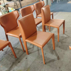 Modern Dining Chair Orange Saddle Leather for Dining Room Chair