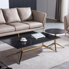 Modern Luxury Living Room Round Stainless Steel Marble Coffee Table Set