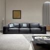 Italian Design Sectional Couches Villa House Living Room Furniture Luxury Full Grain Leather Sofa Set