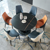 Modern Luxury Style Black Round Marble Top Dining Table Sets With Turntable for Restaurant Furniture