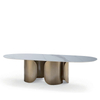 Modern Dining Table Set for Home Furniture Stainless Steel Round Marble Dining Table Set of 6 Chairs