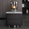Hot Sale Modern Design Nightstand Finish Luxury Style Stainless Steel Wooden Bedside Table for Bedroom