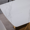Modern Rectangular Dining Room Table Marble Top Gold Stainless Steel Dining Set of 6 Chairs