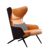 Chinese Supplier Living Room Armchair Iron Metal Frame Orange Hotel Leather Covers