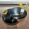 Modern Luxury Table Stainless Steel Gold Toughened Glass Black Hotel Living Room Coffee Table