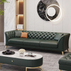 Italian Luxury Sectional Sofa Set Leather Pull Button Sitting Room Furniture Modern Hotel Villa Living Room 3-seat Sofa