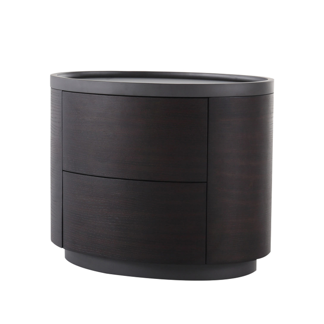 Italian Modern Simple Bedside Table Round Wood With Large Capacity Nightstand Cabinet Household Cylindrical Nightstand
