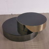 Italian Fashion Style Black Tempered Glass Table Top with Stainless Steel Frame Coffee Table for Living Room and Hotel
