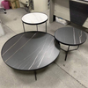 Round Marble Coffee Table for Small Spaces Living Room Modern Metal Side Tables With Steel Legs