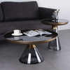 Modern Minimalist Design Circular Tea Table Combination Living Room Hotel Apartment Stainless Steel Glass Coffee Table