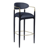 Modern Luxury Leather High Chair Hotel Dining Kitchen Aluminium Gold Plated Armrest bar Chair