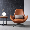 Modern Hotel Living Room Tan Leather Lounge Chair Comfortable Roundback Relining Swivel Leisure Egg Chair