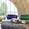Modern Minimalist Football Creative Design Backless Settee Sofa Luxury Fabric Living Room Lazy Curved Bubble Footstool