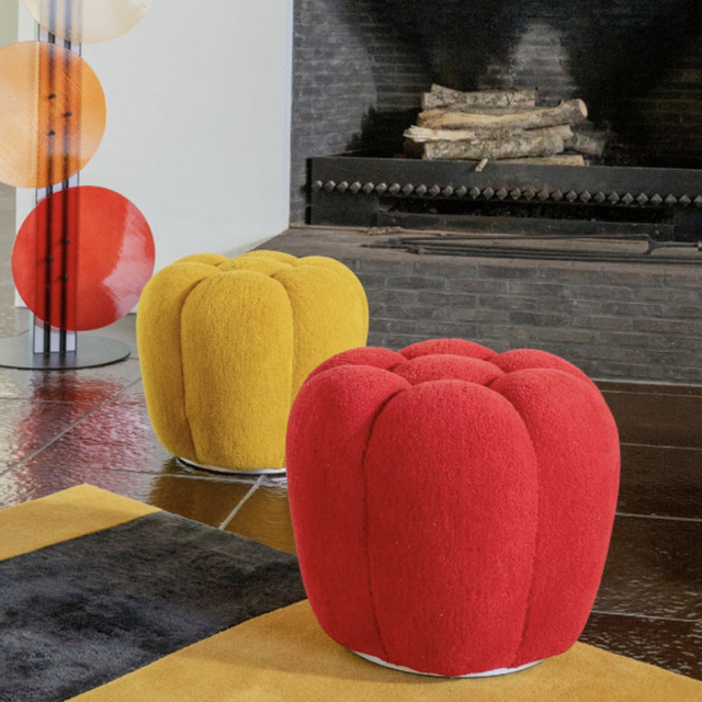 Luxury High-quality Round Stool with Fixed Cotton Filling Swivel Footstool Creative Designer for Living Room Edge Stool