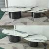 Modern Stainless Steel Coffee Table Chinese Natural Panda White Marble Drop-Shaped Creativity Design Office Home Central Table