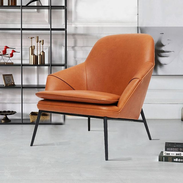 Sill&oacute;n de sal&oacute;n n&oacute;rdico, Arte de cuero, debate, sala de estar, sof&aacute; de tela, silla de ocio de cuero de dise&ntilde;ador
